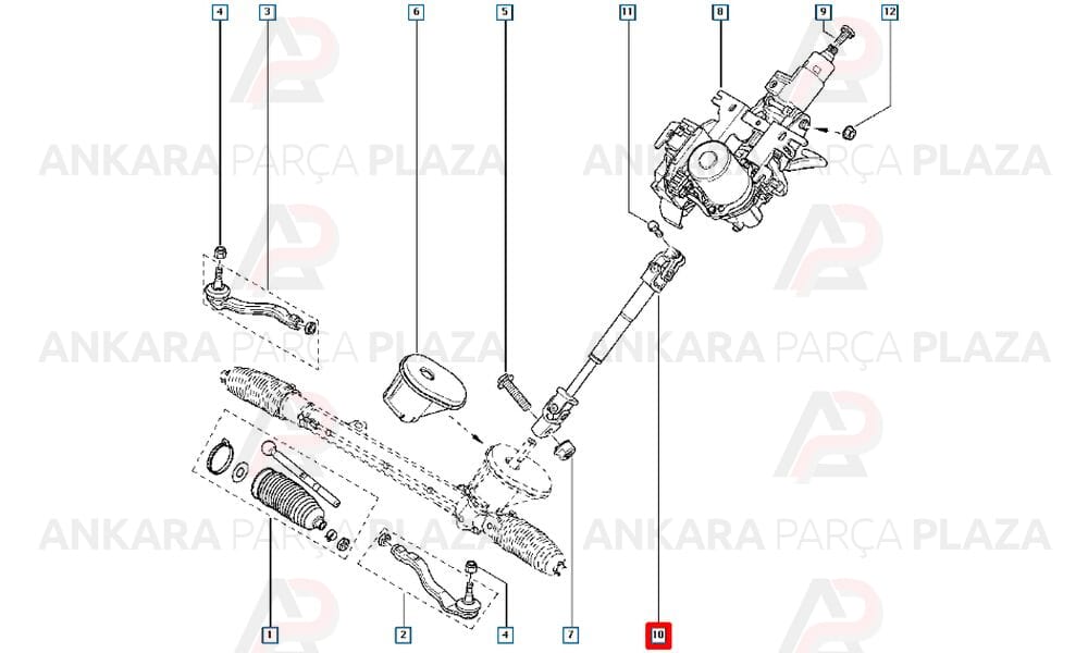Direksiyon Alt Ara Mili Megane Scenic 2 7701067983
