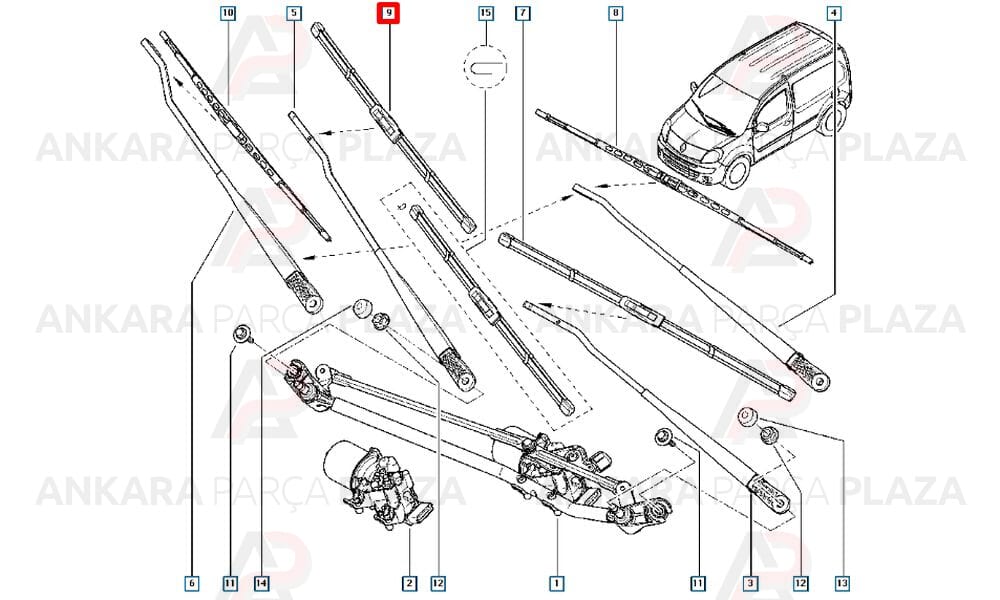 Ön Silecek Süpürgesi Kangoo 3 Sağ 60 Cm Yolcu Tarafi