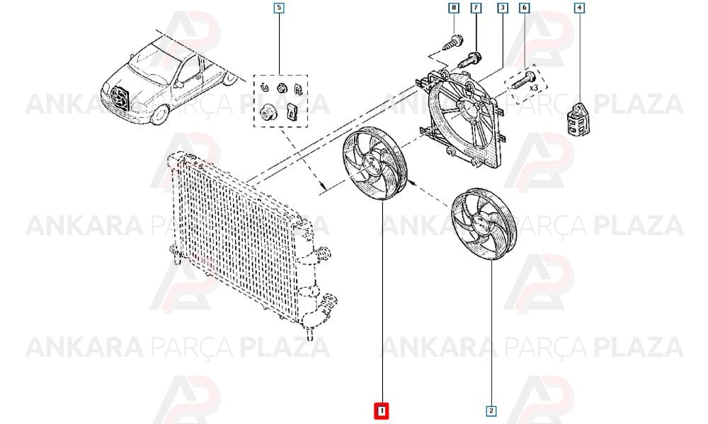 Renault Clio 2 / Kangoo Fan Motoru 320W 380Mm Fan Motor Davlumbaz Kale