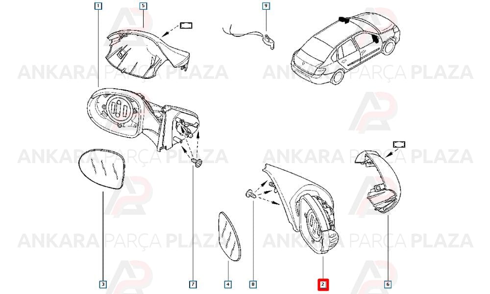 Clio, Symbol Yan Ayna Sağ 2009 - 2013 Art