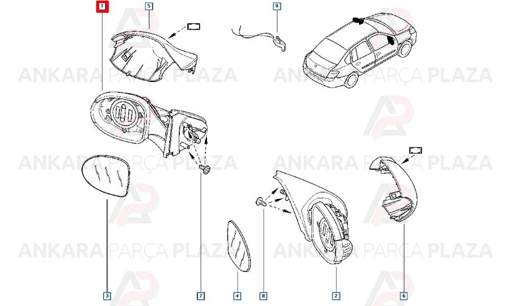 Clio, Symbol Yan Ayna Sol 2009 - 2013 Art