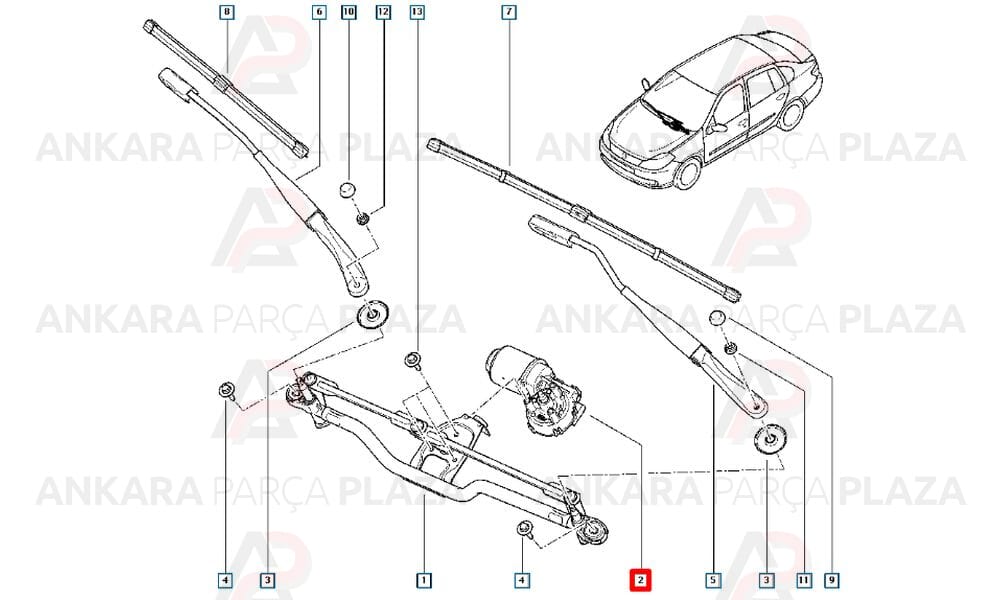 Ön Cam Silecek Motoru Clio Megane 7701070621