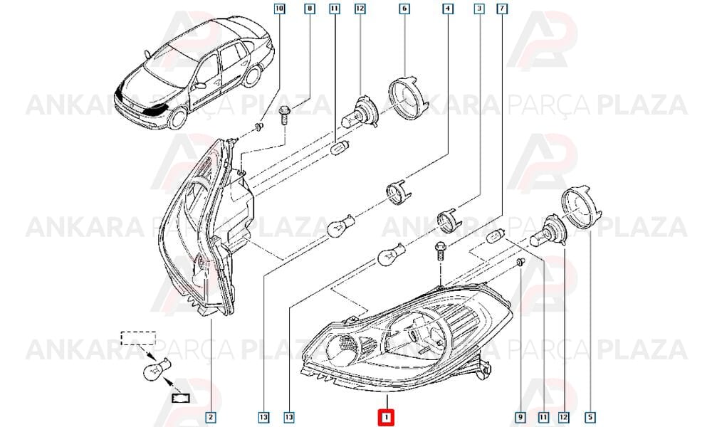 Clio Symbol 09 - 12 Far Lambası Sol Motorsuz 7701070630