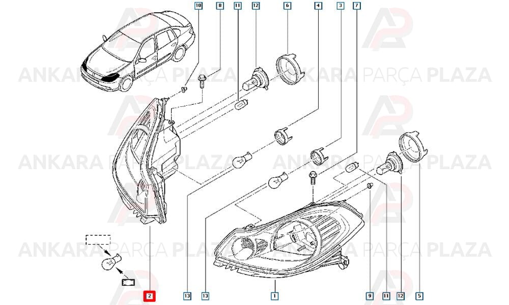 Clio Symbol 09 - 12 Far Lambası Sağ Motorsuz 7701070631