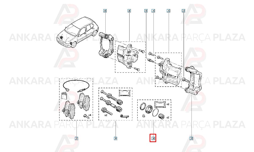 Ön Fren Kaliper Tamir Takımı 1/2 Renault : R9, R11