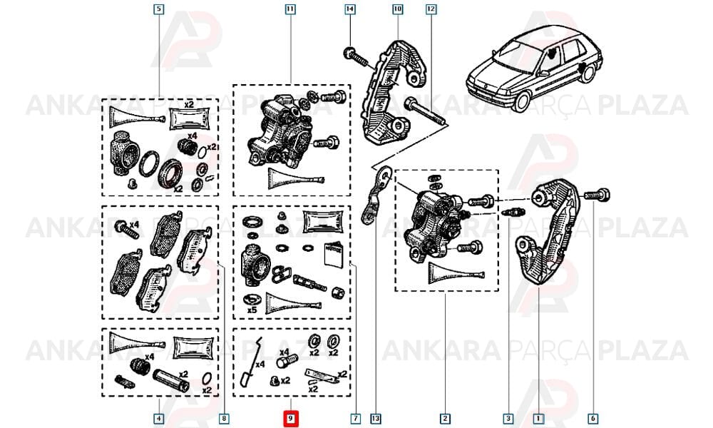 Megane Express R9 R11 R19 Clio 1 - 2 Arka Fren Silindir Tamir Takımı 7701202141