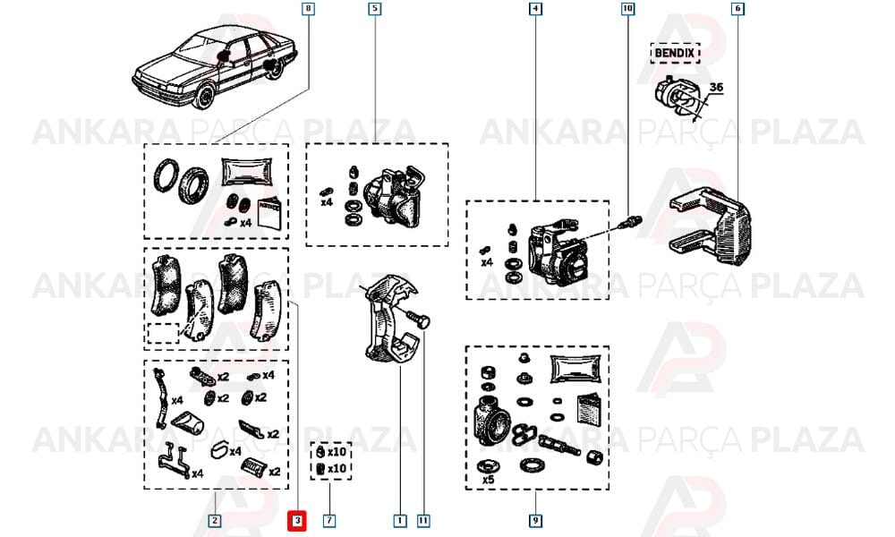 Renault 21 Txe, Concorde, Express, Espace Arka Fren Balatası Abs Li Orijinal 7701202788