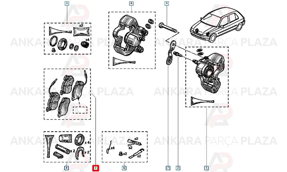Twingo 01 - 02 Ön Fren Balatası 2 Kablolu 7701202891