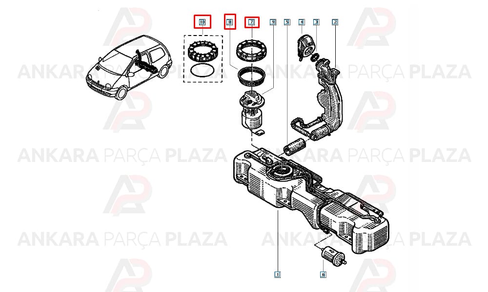 Clio 1, Megane, Duster, Fluence Yakıt Depo Şamandırası Kapağı Orijinal 7701204096