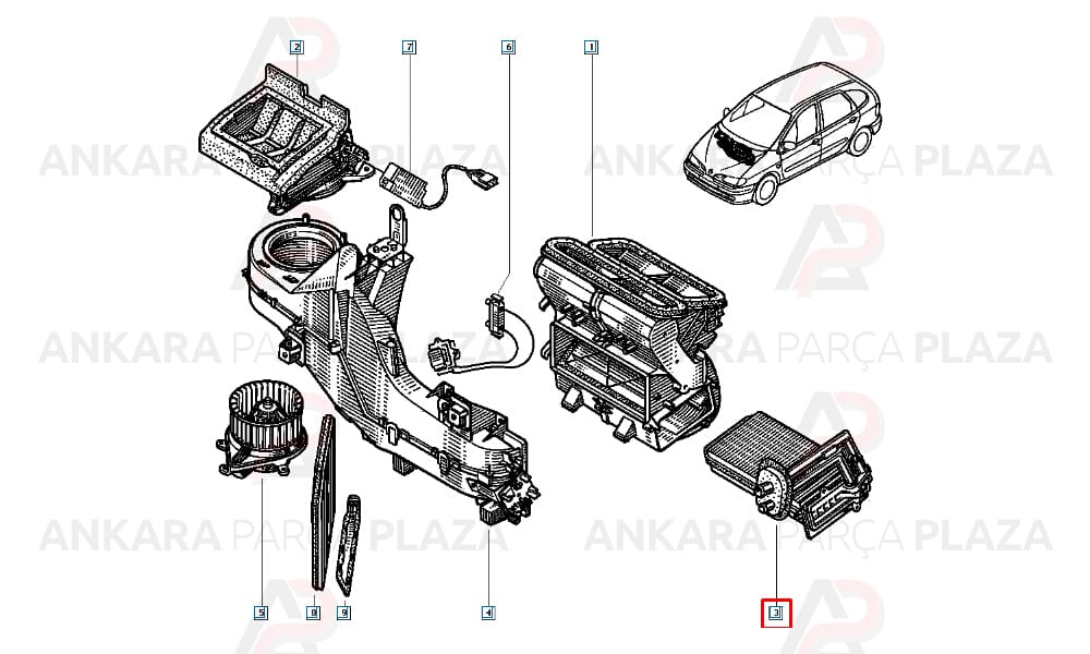 Megane Scenic 96 - 99 Kalorifer Radyatörü 7701205450