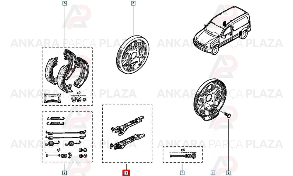 Kangoo Arka Fren Ayar Cırcırı Takım 1998 - 2009 Arası Orijinal 7701205525