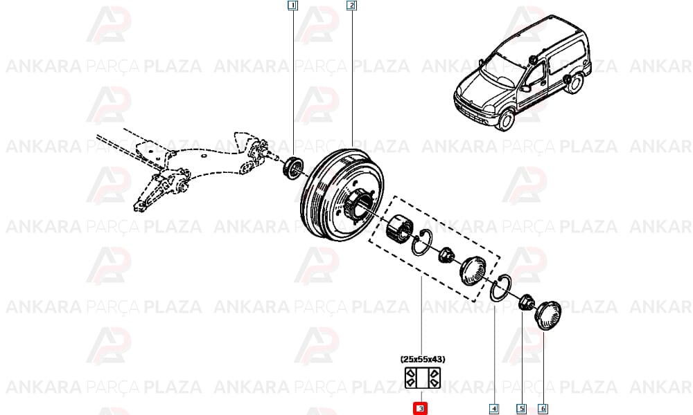 Kangoo, Laguna Arka Tekerlek Rulman Skf