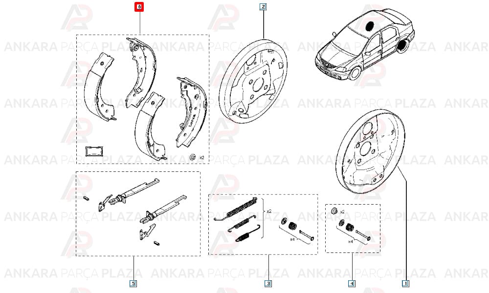 Clio 2, Symbol, Logan, Sandero Arka Fren Balatası Beşer