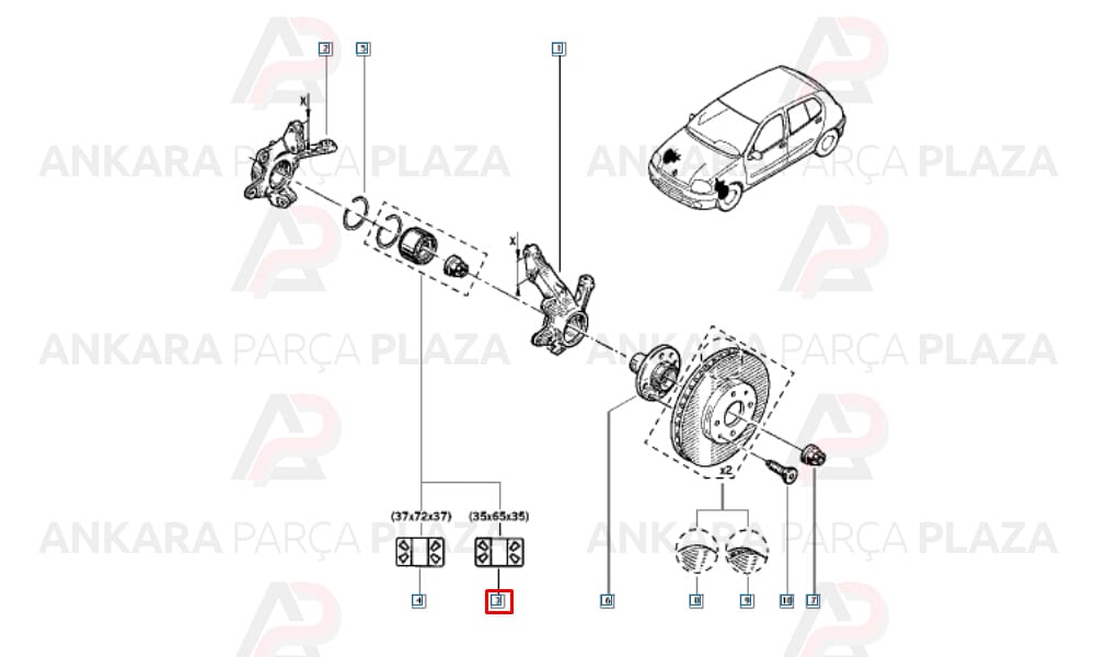 Renault R9, R11, Clio, Expres Ön Teker Bilyası Ors