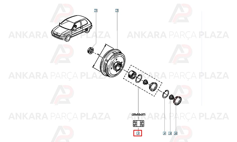 R9, R11, R19, Clio, Megane Arka Aks Rulmanı Kampanalı Snr