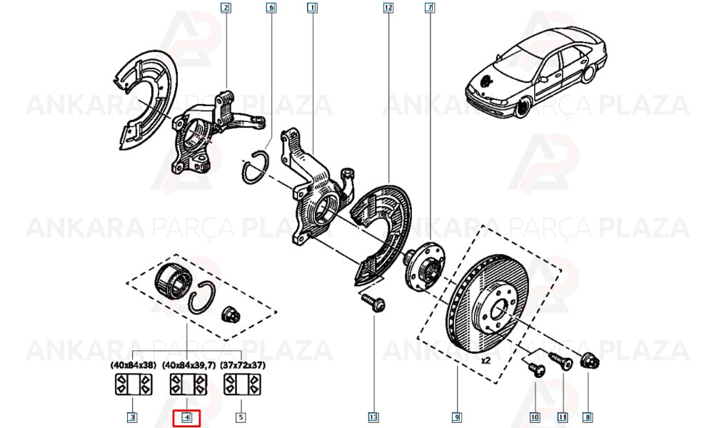 Renault Laguna I Aks Rulmanı Ön Aktif Sensörlü Snr