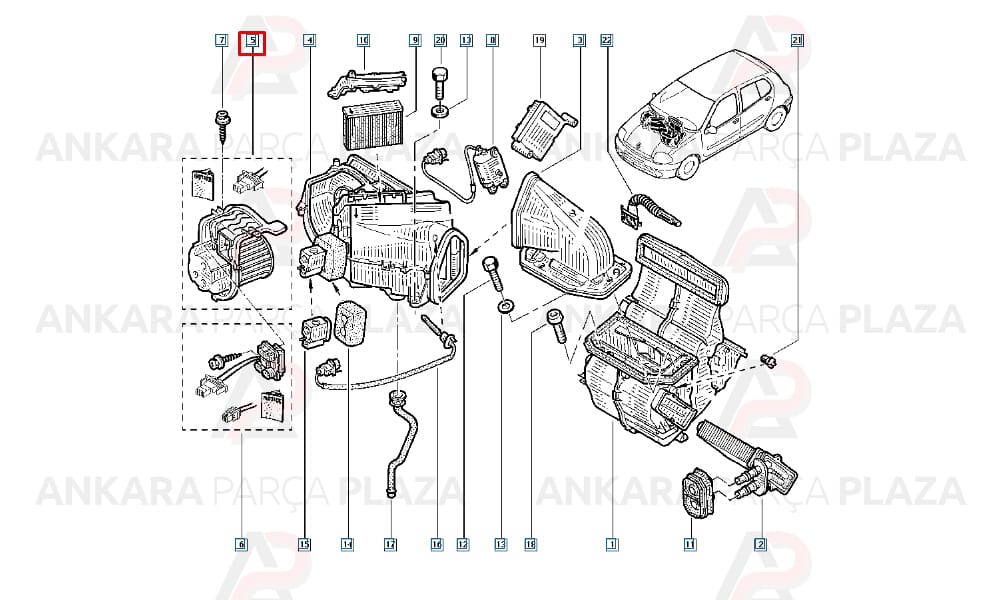 Kalorifer Motoru Renault Clio 1998 - 2002 Hacback Klimalı