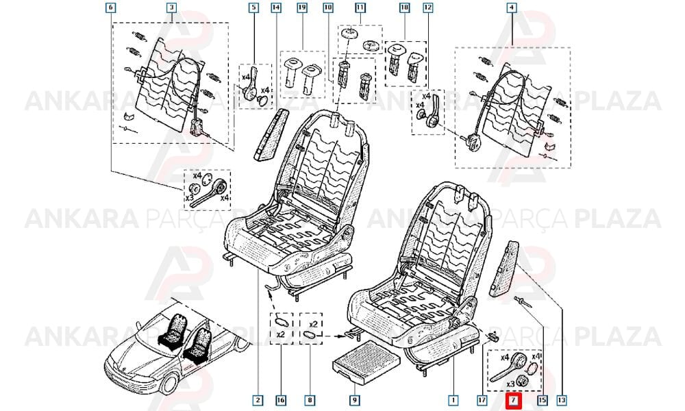 Koltuk Ayar Kolu Laguna 2 7701206464