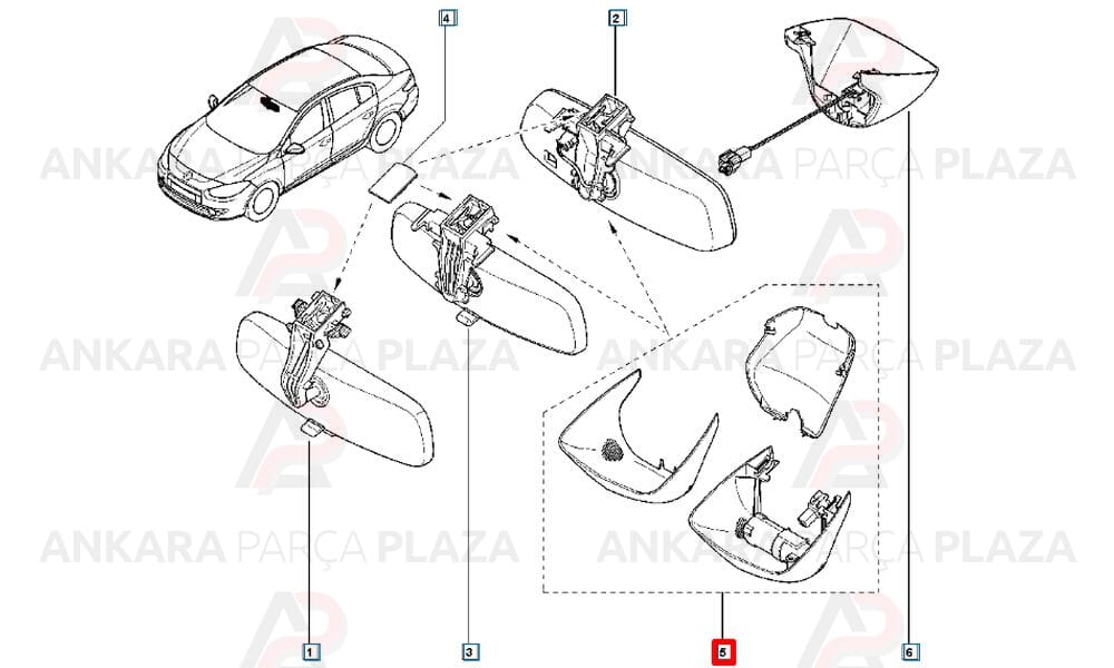 Laguna 2 - 3 Megane 2 İç Dikiz Ayna Kapak Takım Orijinal 7701206595