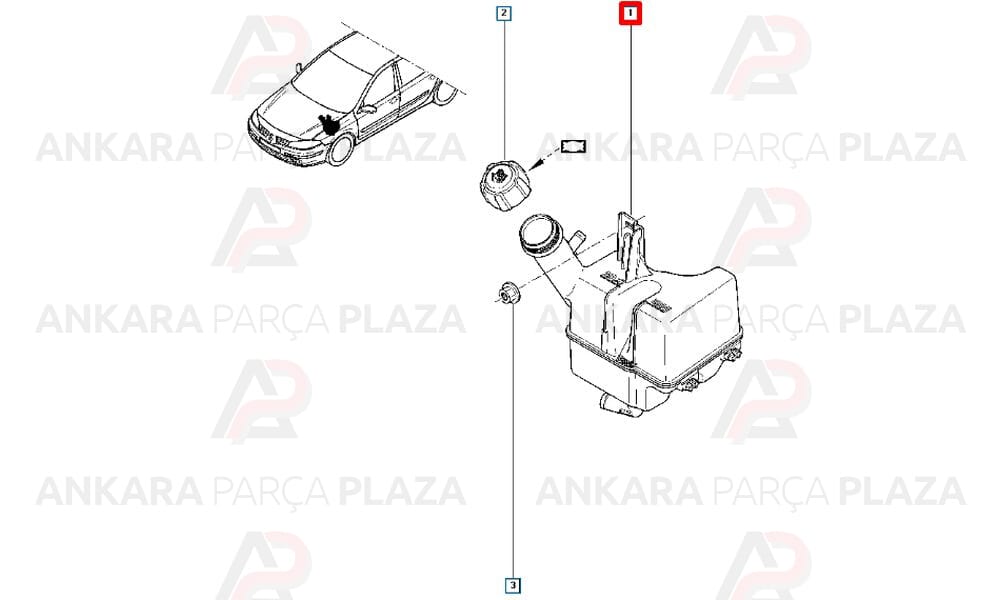 Radyatör Ek Deposu Genleşme Kabı Kapaklı Renault Laguna 2 1.8 16V 1.9Dci 2.0 16V