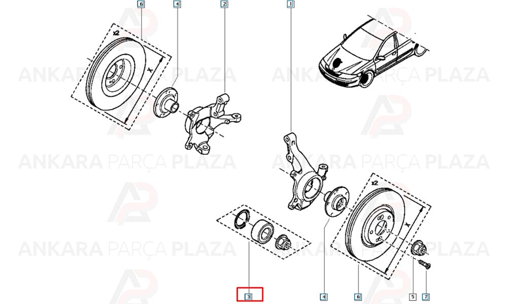 Kangoo 2, Laguna 2 - 3 Megane 2 - 3 Ön Teker Rulmanı Absli Atf