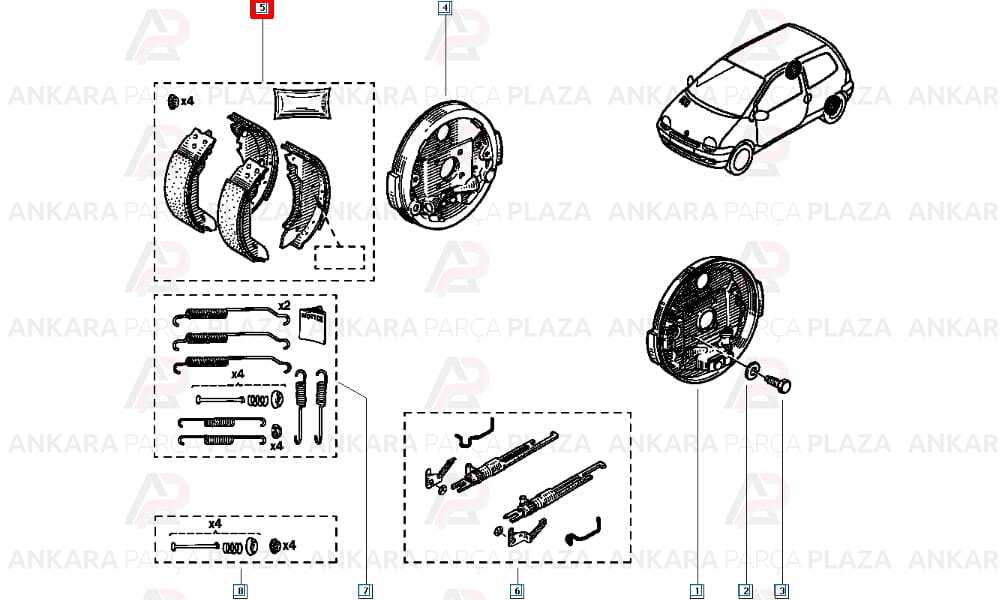 Laguna 1, Clio 2, Twingo, Logan, Sandero Arka Fren Balatası Pbs