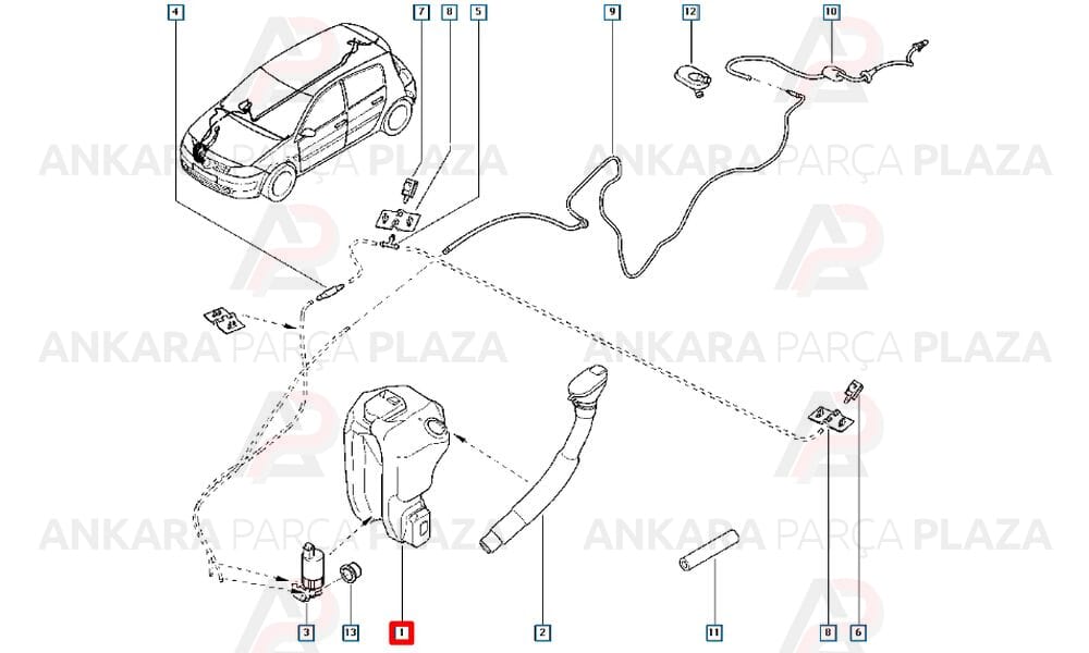Renault Scenic 2 03 - 09 Ön Cam Su Bidonu - Deposu 7701207665