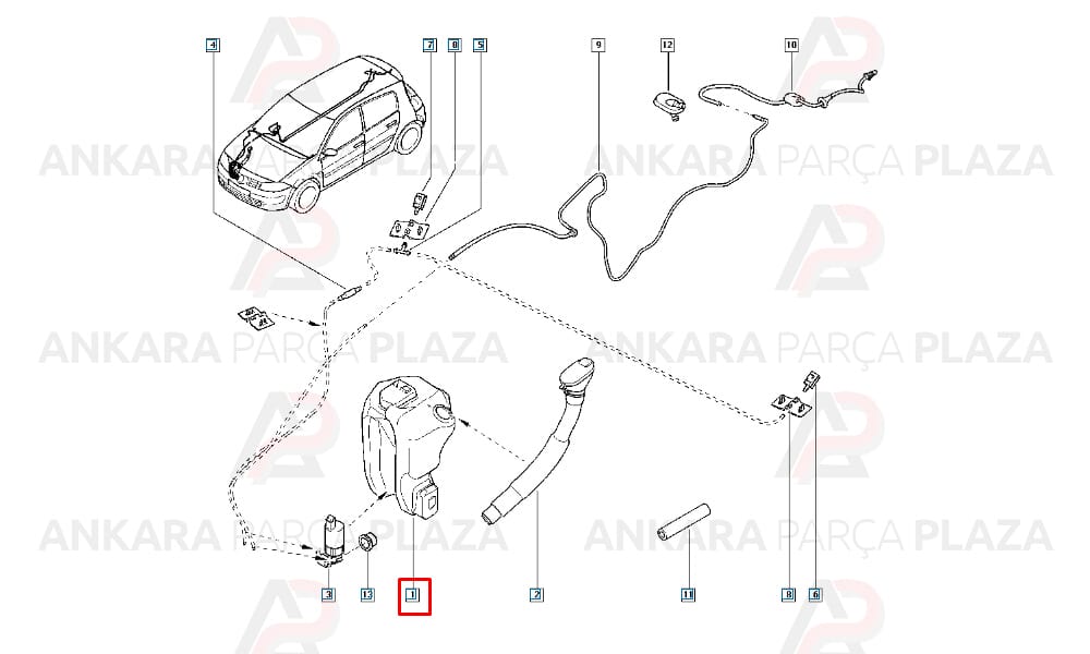 Megane 2 Cam Su Fıskiye Deposu Orijinal 7701207666