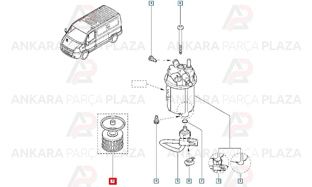 Master 2 3 4 2000 > Trafic 2 1.9D - 2.2 - 2.5 Mazot Filtresi Purflux