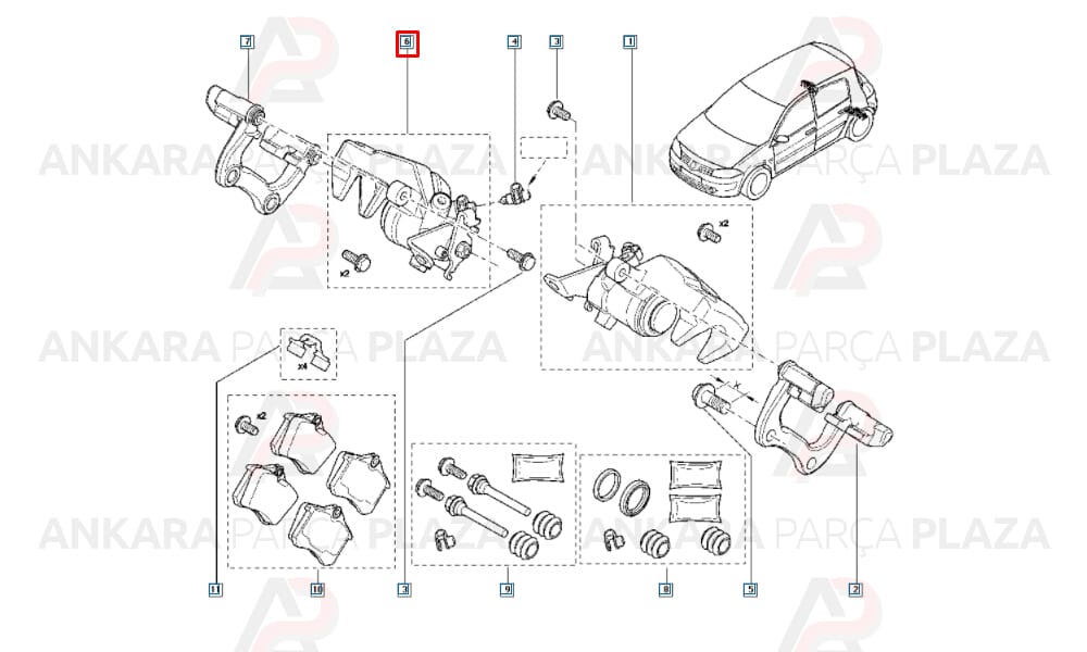 Megane 2 - 3 - 4, Scenic 2, Clio 4, Fluence Arka Fren Kaliperi Sağ Motortec