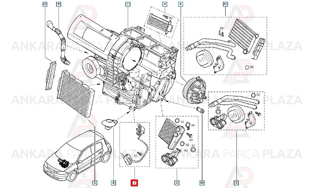 Kalorifer Rezistansı Megane 2 Analog Klimalı Tip 7701207717