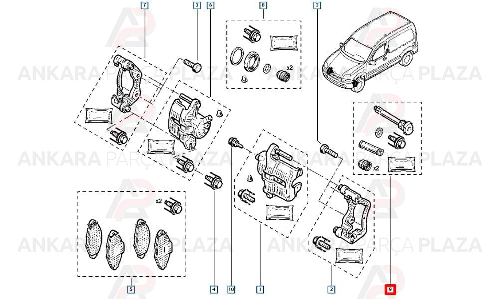 Kangoo Megane 3 Fluence Kaliper Disk Fren Tamir Takımı 7701208015