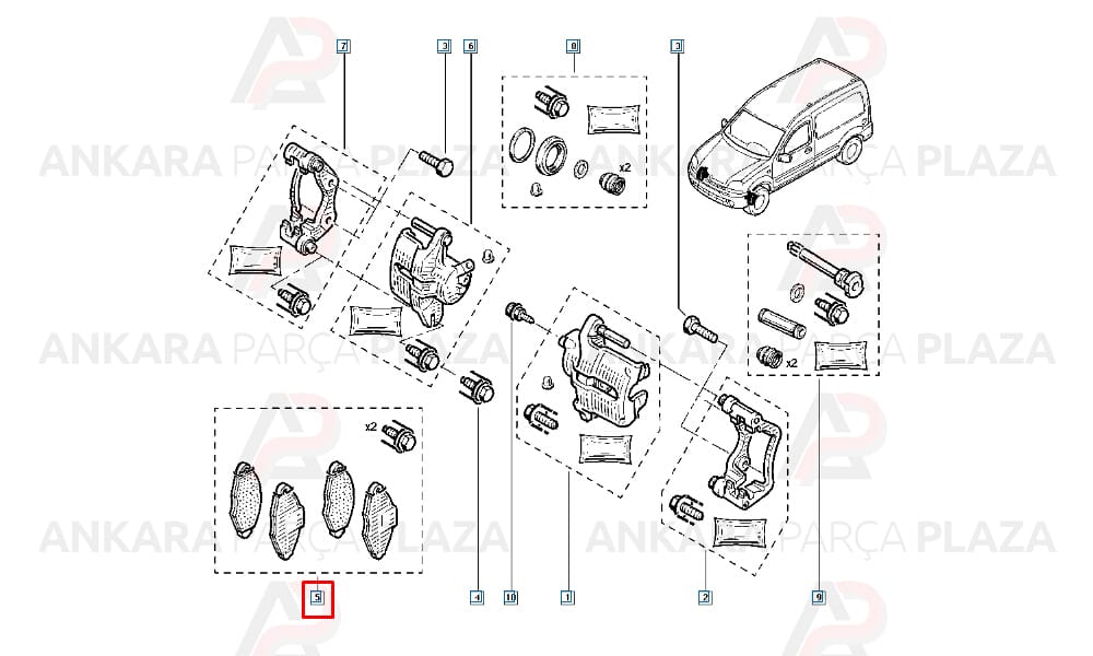 Ön Fren Balatası Renault : Kangoo 1998 - 2009