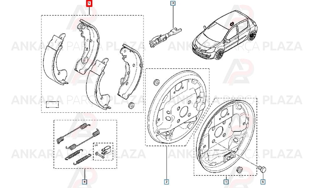 Clio 3, Modüs Arka Fren Balatası Pbs