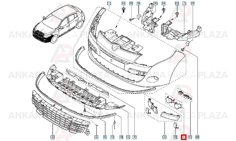 Laguna Megane Sis Farı Kapak Plastiği Ön Sağ Sol 2003 - 2006 Meydan