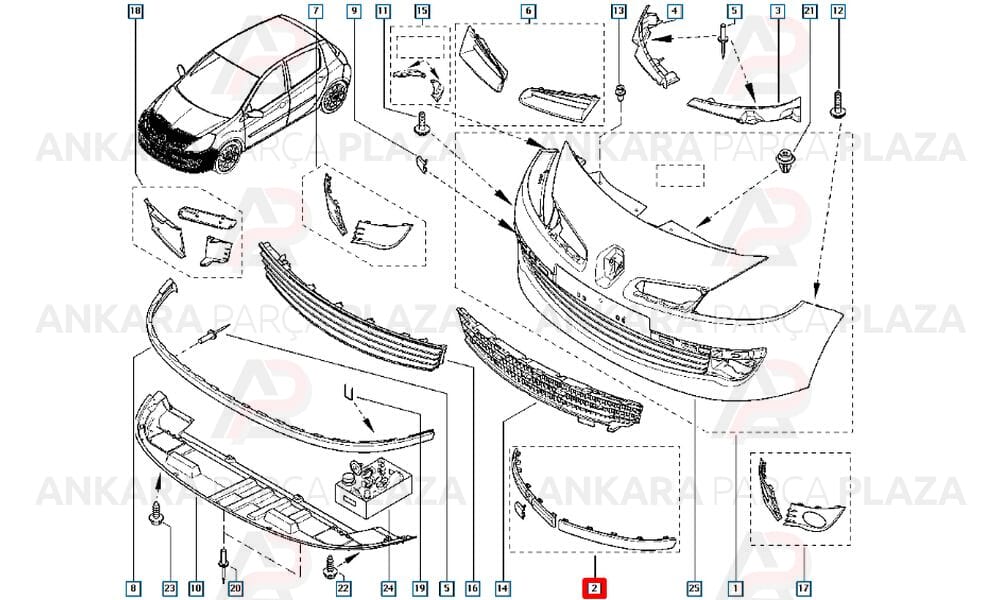 Clio Hatchback Tampon Bandı Ön Sol 2006 - 2009 Meydan