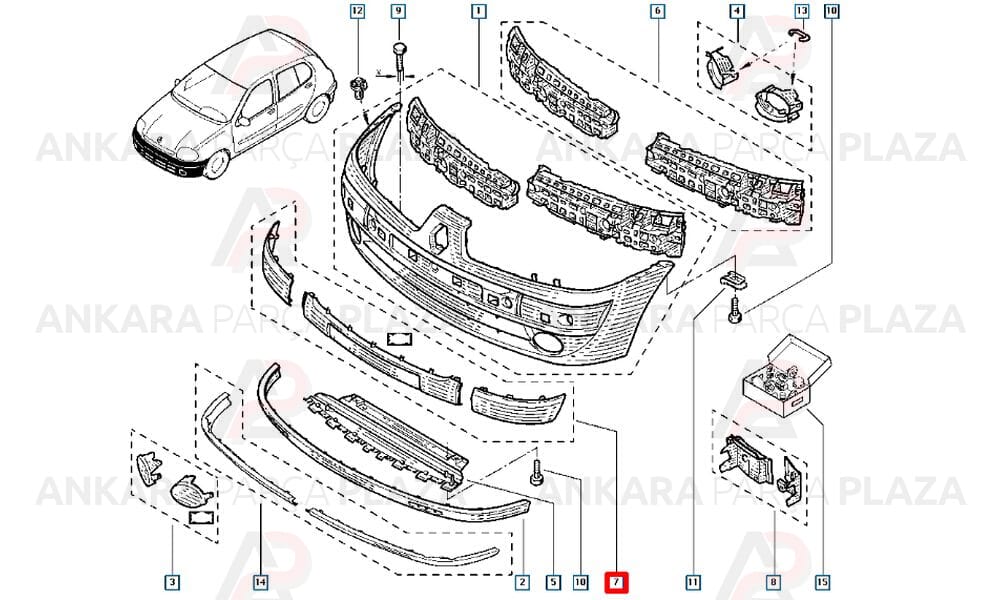 Clio Sedan Tampon Bandı Ön Orta 2002 - 2006 Meydan