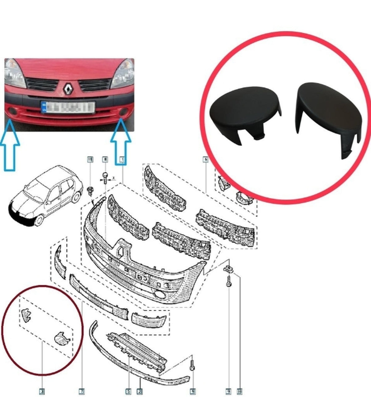 Renault Clio 2001-2005 Sis Far Kapak Takımı Mais 7701209099 - product