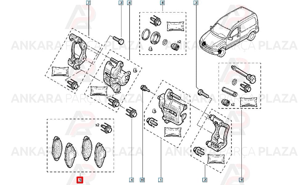 Kangoo 98 - 03 Ön Fren Balatası 7701209117