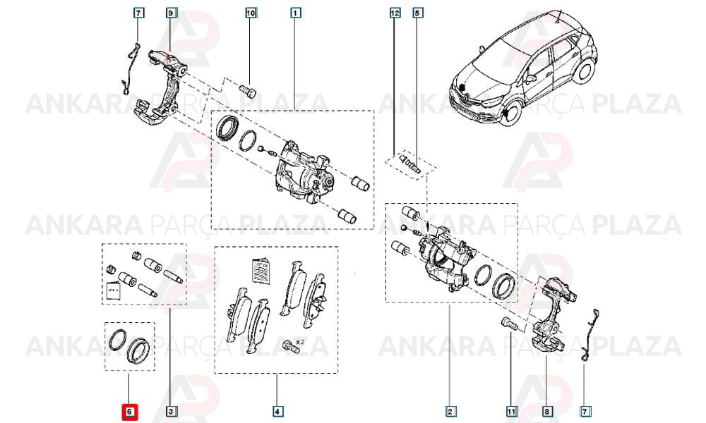 Ön Fren Kaliper Tamir Takımı Megane 2 7701209196