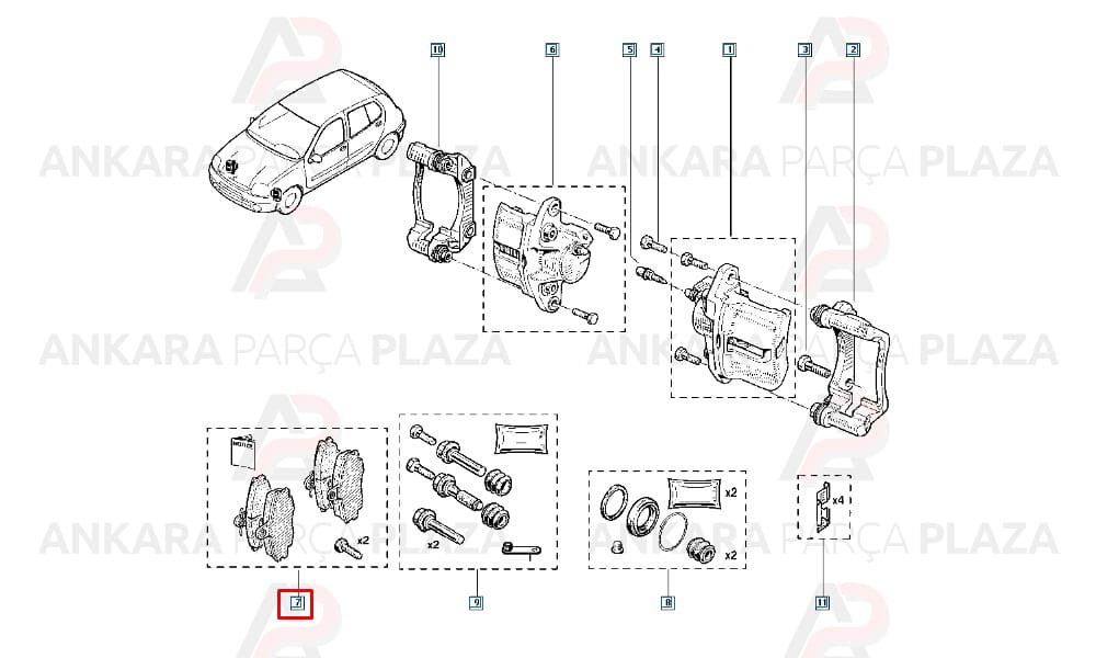 Ön Fren Balatası Renault : Laguna 1, Megane 1