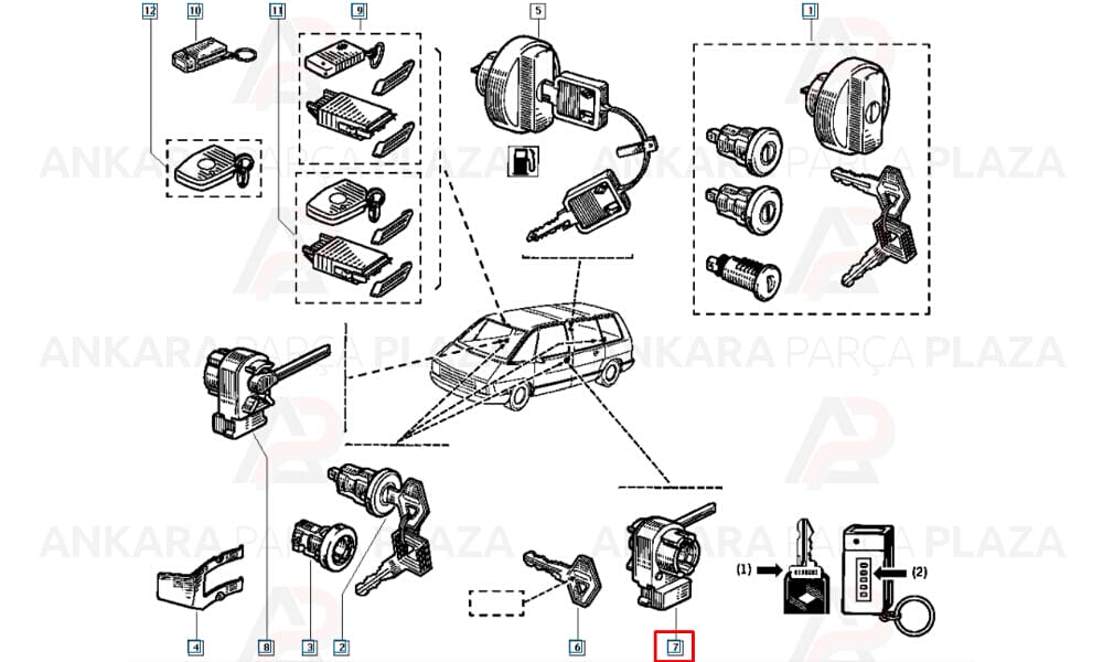 Kapı Kilit Envansörü Sol Renault 9 Renault 11