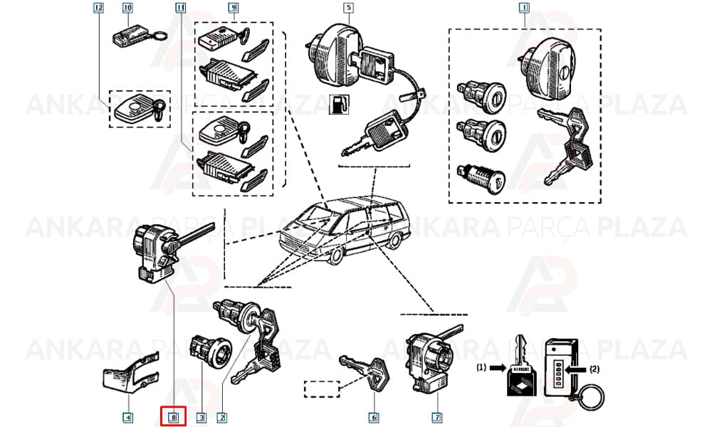 Kapı Kilit Envansörü Sağ Renault 9 Renault 11