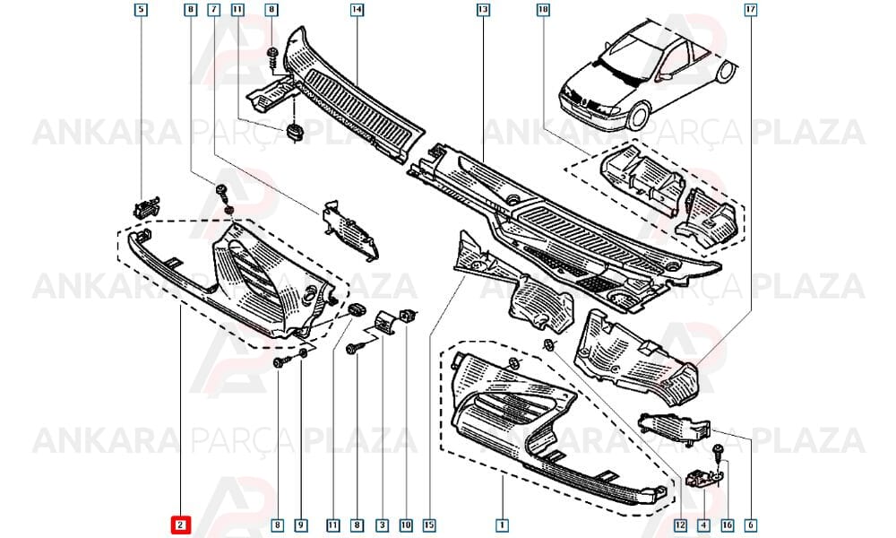 Megane Scenic 96 - 99 Ön Panjur Sol Siyah 7701367996