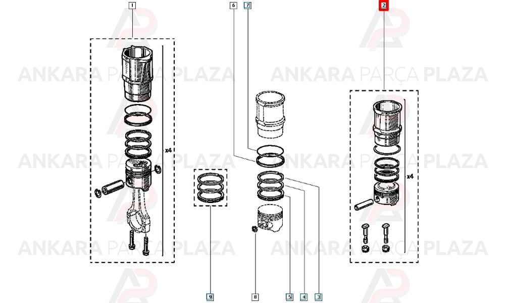 Renault 21 Concorde 2.0 Silindir Onarım Seti (Piston, Gömlek, Segman) Std 88.00Mm Yenmak