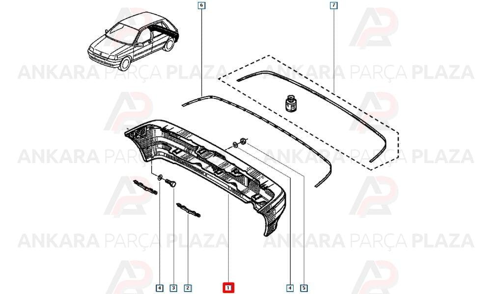 Clio 1990 - 1995 Arka Tampon Meydan