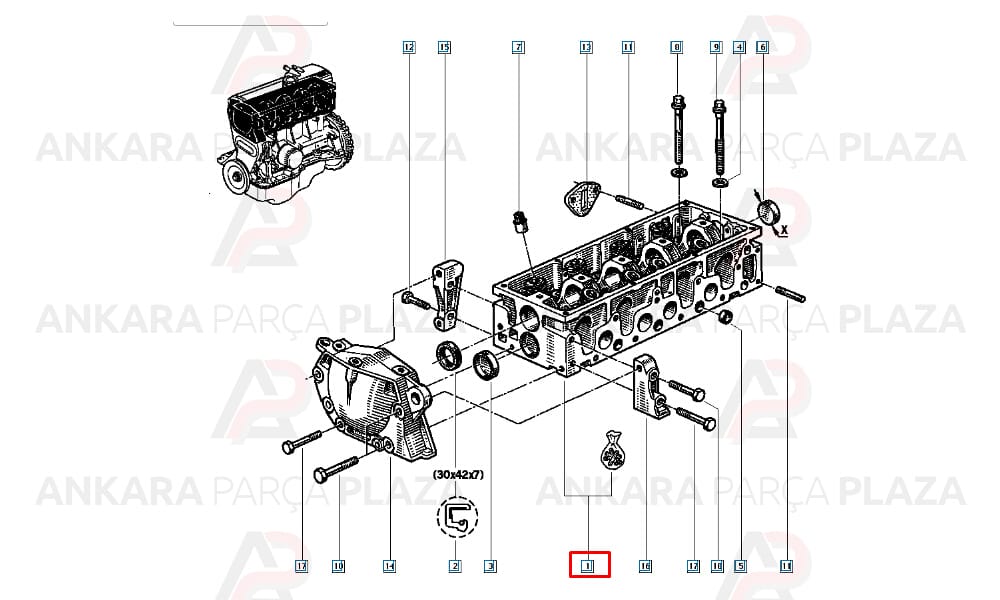 Silindir Kapağı E7J 1.4 8V Renault9 19 Clio Kango 7701467573