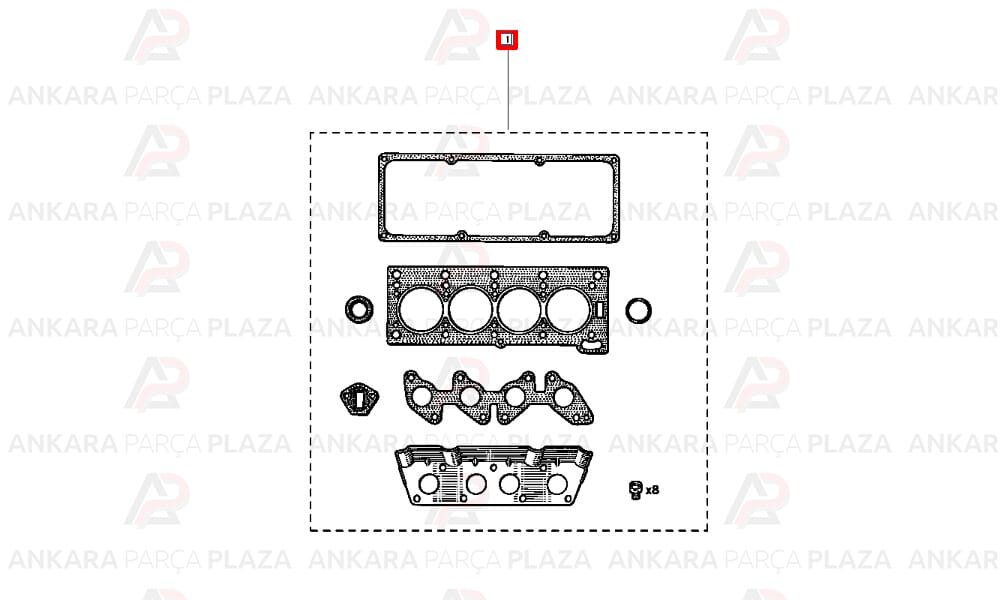 Motor Contası Takım Full Keçeli Renault R 9, R 11, R 19 1.4 Enj. E7J