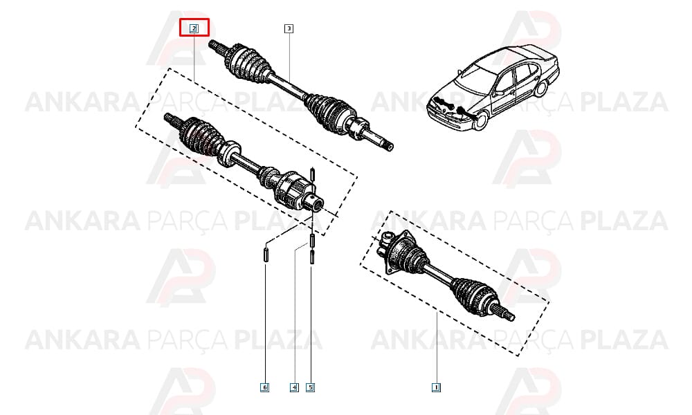Ön Aks Sağ Renault : Megane 1 Absli