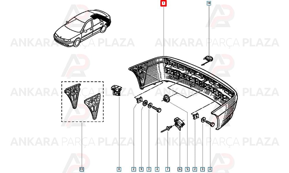 Laguna 1 1996 - 2002 Arka Tampon Meydan